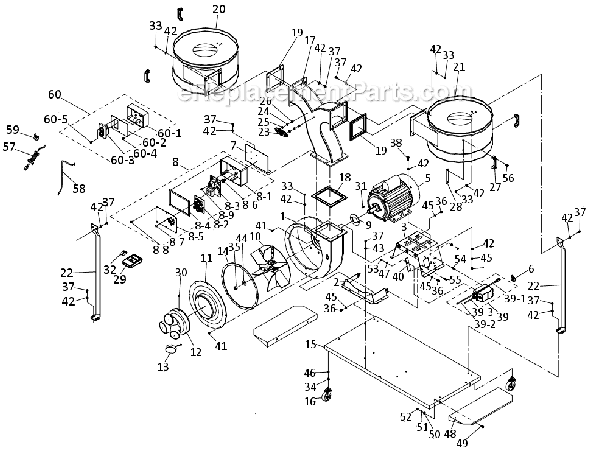 Page A Diagram and Parts List for PM1900 1791076CK Powermatic Dust Collector