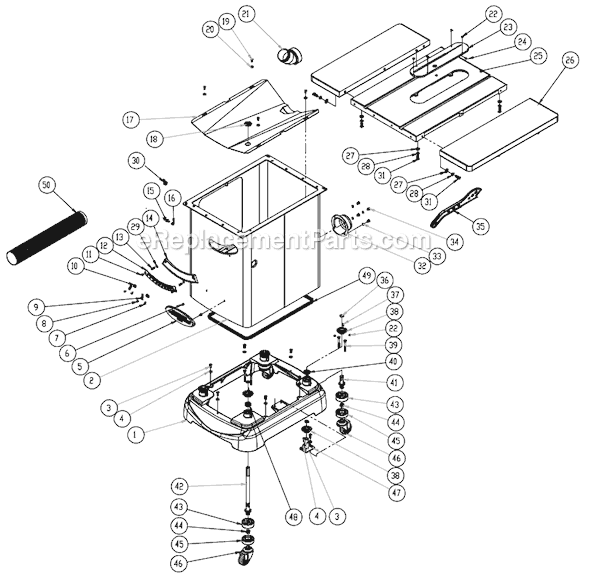 Page A Diagram and Parts List for PM2000 1791999 Powermatic Table Saw