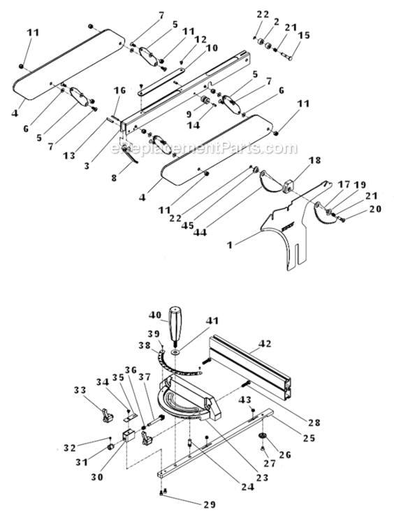 Blade_Guard_And_Miter_Gauge_Assembly Diagram and Parts List for PM2000 1792001K Powermatic Table Saw
