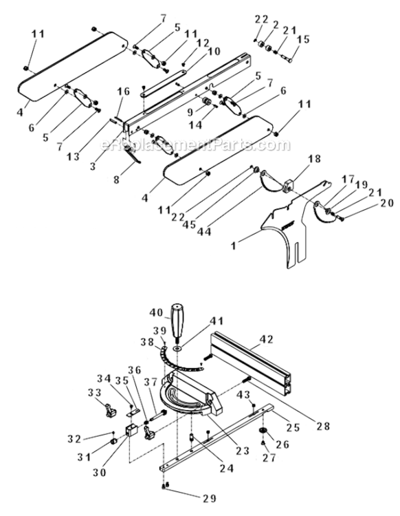 Blade_Guard_And_Miter_Gauge_Assembly Diagram and Parts List for PM2000 1792002K Powermatic Table Saw