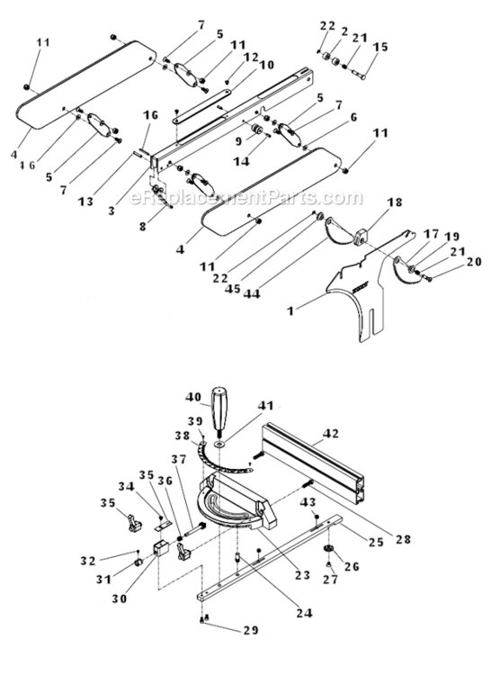 Blade_Guard_And_Miter_Gauge_Assembly Diagram and Parts List for PM2000 1792003K Powermatic Table Saw