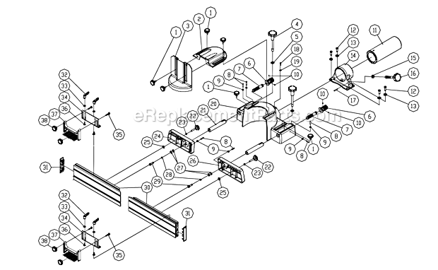 Fence Diagram and Parts List for PM2700 1280102C Powermatic Shaper