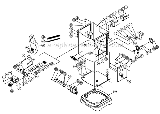 Cabinet And Base Diagram and Parts List for PM2700 1280102C Powermatic Shaper