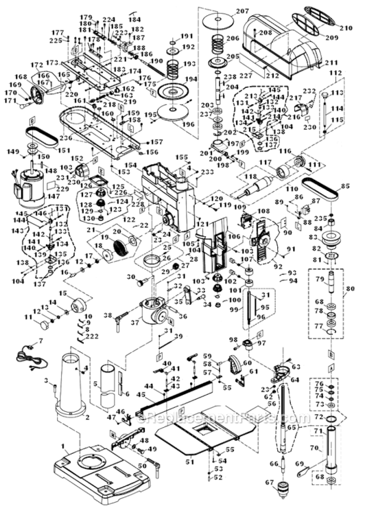 Page A Diagram and Parts List for PM2800B 1792800B Powermatic Drill Press