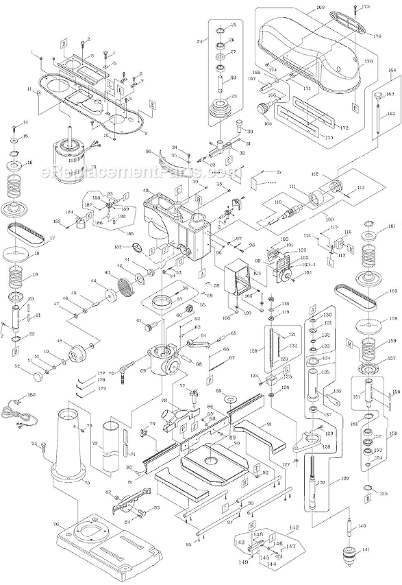 Page A Diagram and Parts List for PM2800 1792800 Powermatic Drill Press