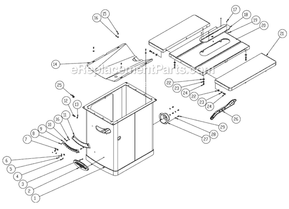 Page A Diagram and Parts List for PM3000 1720305K Powermatic Table Saw