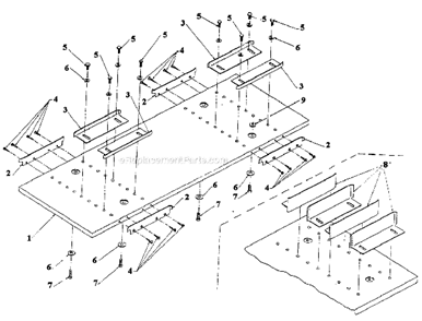 Bedboard Attachment Diagram and Parts List for 1120001 1996 Powermatic Planer Jointer