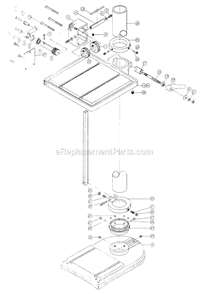 Production  Tilting Table WTable Raising Rack Diagram and Parts List for 1200 20Inch. Powermatic Drill Press