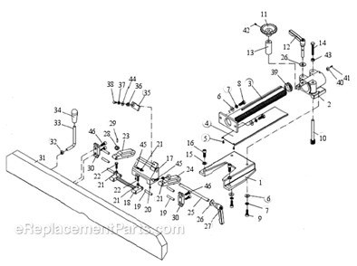 Fence Assembly Diagram and Parts List for 1285  Powermatic Planer Jointer