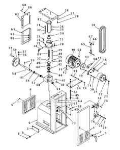 Base And Table Adjust Assembly Diagram and Parts List for 1632 1791250 Powermatic Sander Polisher