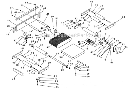 Conveyor Belt And Table Reduction Motor Diagram and Parts List for 1632 1791250 Powermatic Sander Polisher