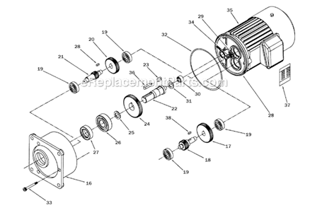 Page F Diagram and Parts List for 1632 1791250 Powermatic Sander Polisher
