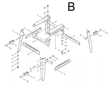 Fig-B Diagram and Parts List for 1791229K  Powermatic Table Saw