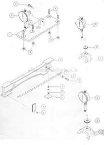 Part Location Diagram of 3042031 Powermatic Base, Table Level Indicator