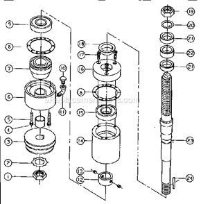 Quill Assembly W 1 Solid Spindle Diagram and Parts List for 26  Powermatic Shaper