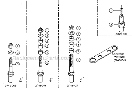 Spindle Assemblies Diagram and Parts List for 26  Powermatic Shaper