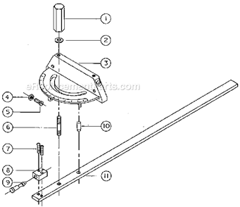 Miter Gauge Assembly Diagram and Parts List for 26  Powermatic Shaper