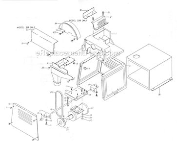 Base_Assembly Diagram and Parts List for 33-B  Powermatic Sander Polisher