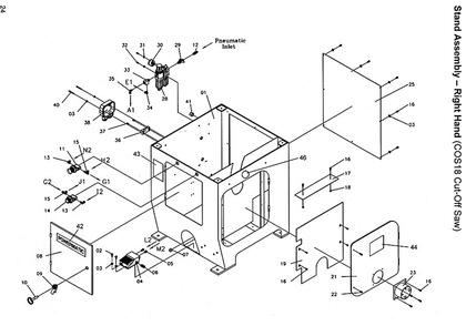 Stand Assembly - Right Hand Diagram and Parts List for COS18  Powermatic Circular Saw