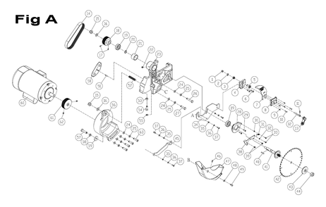 Fig-A Diagram and Parts List for PM25350K  Powermatic Table Saw