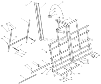 Page A Diagram and Parts List for 511  Powermatic Table Saw