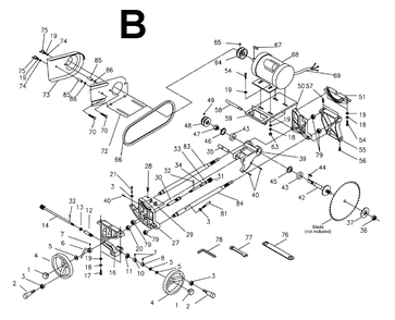 Fig-B Diagram and Parts List for 1791227K  Powermatic Table Saw