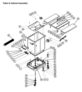 Table And Cabinet Assembly Diagram and Parts List for PM2000 1792017K Powermatic Table Saw
