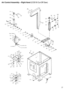 Air Control Assembly - Right Hand Diagram and Parts List for COS18  Powermatic Circular Saw