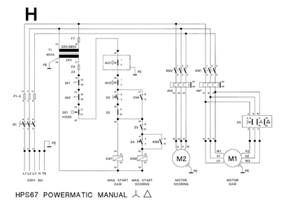 Fig-H Diagram and Parts List for 1791287  Powermatic Chop Saw