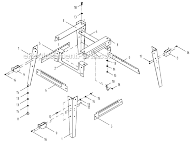Stand_Assembly Diagram and Parts List for 64B 1791229K Powermatic Table Saw