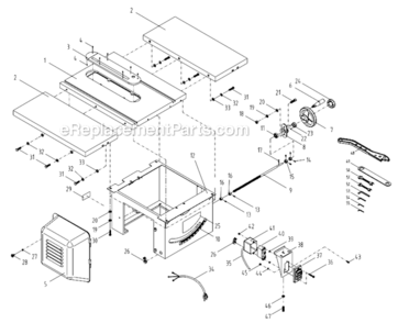 Table_And_Cabinet_Assembly Diagram and Parts List for 64B 1791230K Powermatic Table Saw