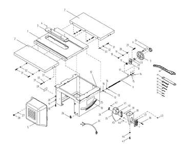 Fig-0 Diagram and Parts List for 1791229K  Powermatic Table Saw