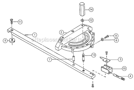Miter Gauge Diagram and Parts List for 66  Powermatic Table Saw