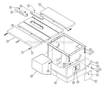 Stand Assembly Diagram and Parts List for 66  Powermatic Table Saw