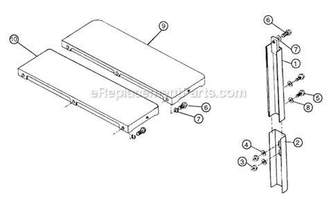 Table Extension And Legs Diagram and Parts List for 66  Powermatic Table Saw