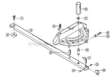 Page E Diagram and Parts List for 68  Powermatic Table Saw