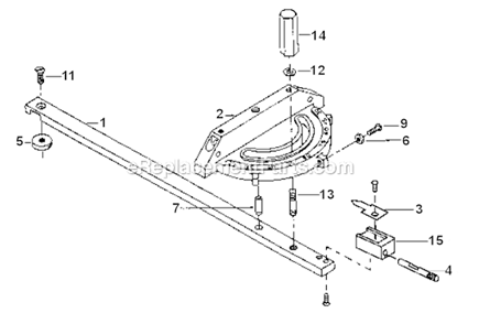 Mitre Gauge Assembly Diagram and Parts List for 72A  Powermatic Table Saw