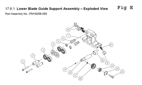 Fig-E Diagram and Parts List for PM1800B-3 1791801B Powermatic Band Saw