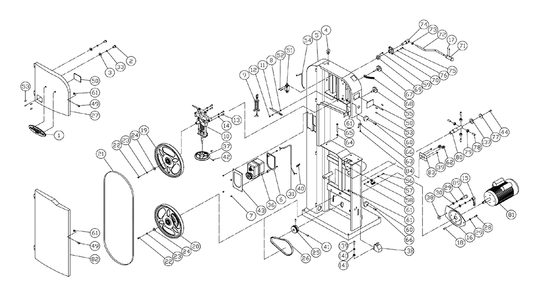 Fig-0 Diagram and Parts List for 1791500  Powermatic Band Saw