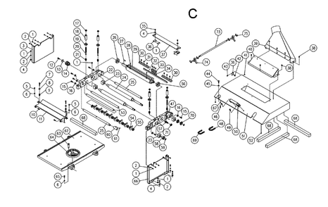 Fig-C Diagram and Parts List for 1120003  Powermatic Planer Jointer
