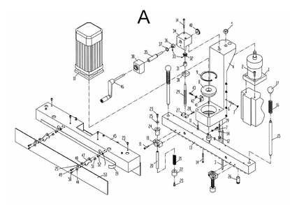 Fig-A Diagram and Parts List for 1791301  Powermatic Boring Machine