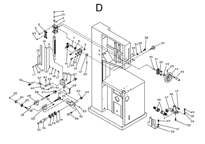 Fig-D Diagram and Parts List for 1791259  Powermatic Band Saw