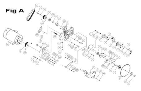 Fig-A Diagram and Parts List for PM25130K  Powermatic Table Saw