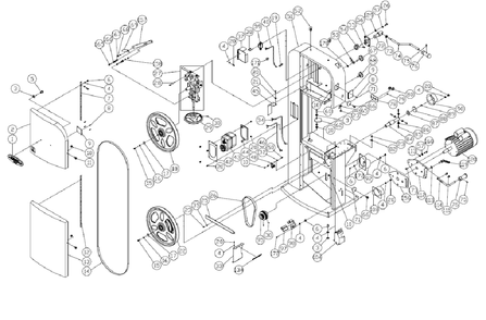 Fig-0 Diagram and Parts List for PM1800B 1791800B Powermatic Band Saw