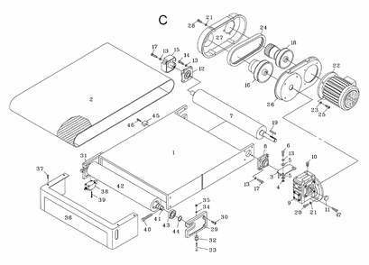 Fig-C Diagram and Parts List for 1790825  Powermatic Sander Grinder