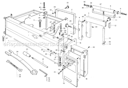 Page E Diagram and Parts List for HPS126  Powermatic Table Saw
