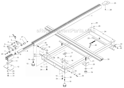 Page E Diagram and Parts List for HPS67-1 1791286 Powermatic Table Saw