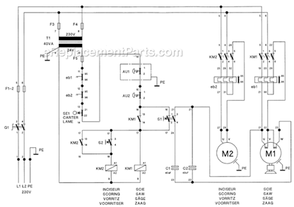 Page I Diagram and Parts List for HPS67-1 1791286 Powermatic Table Saw