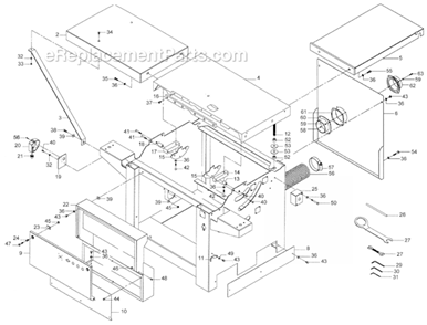Page C Diagram and Parts List for HPS67 1791287 Powermatic Table Saw