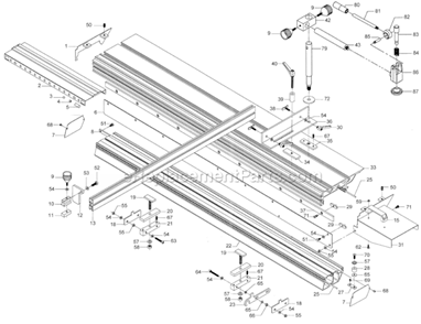 Page H Diagram and Parts List for HPS67 1791287 Powermatic Table Saw